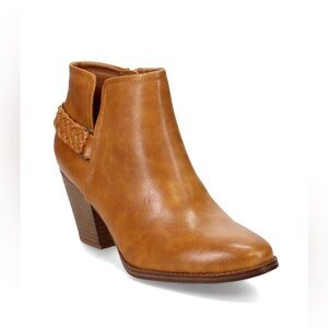 BareTraps Tan Ankle Booties with Stacked Heel